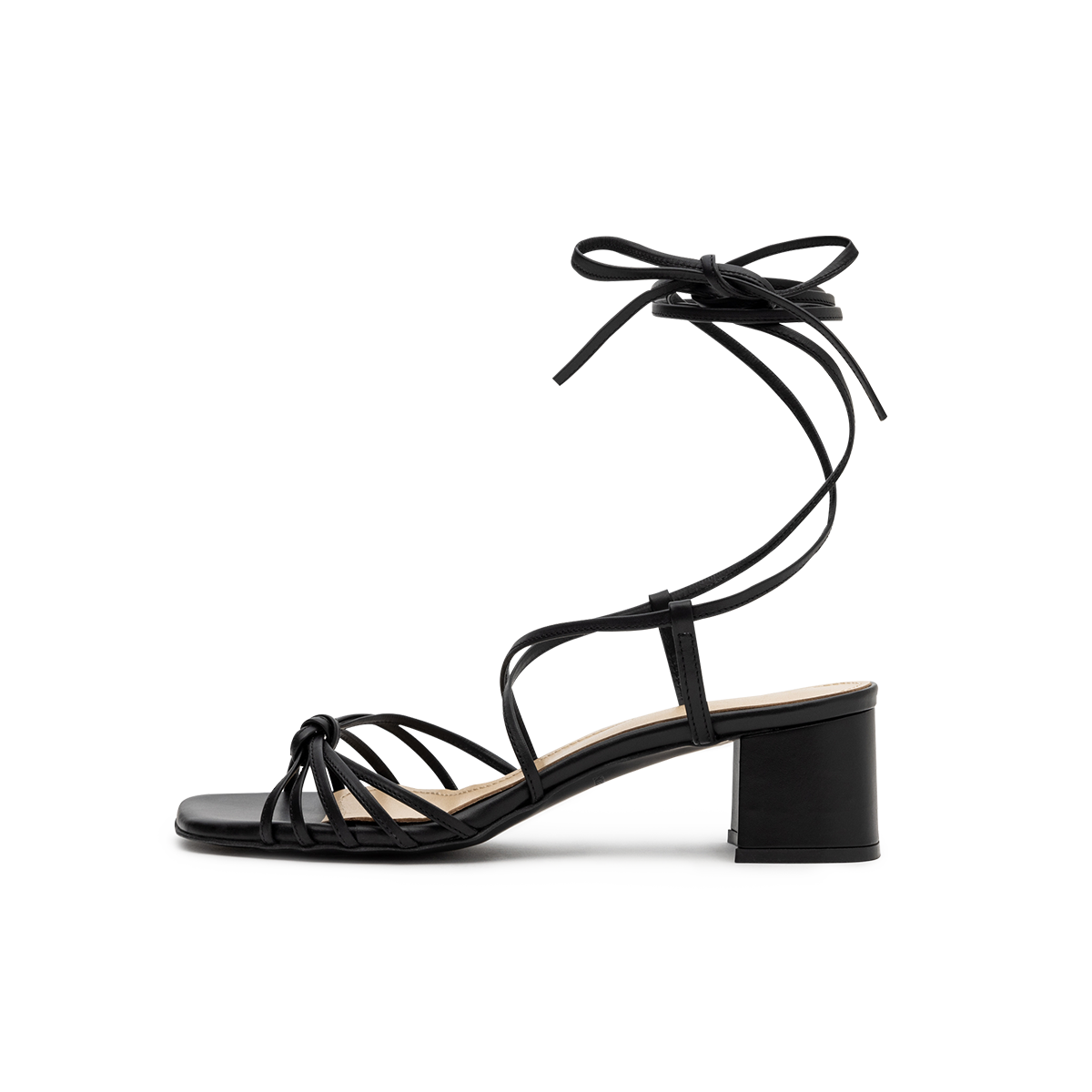 Osier lace-up sandal (black)